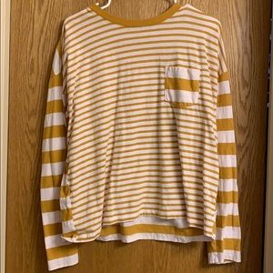 2/$10 SALE GAP mustard striped long sleeve tee